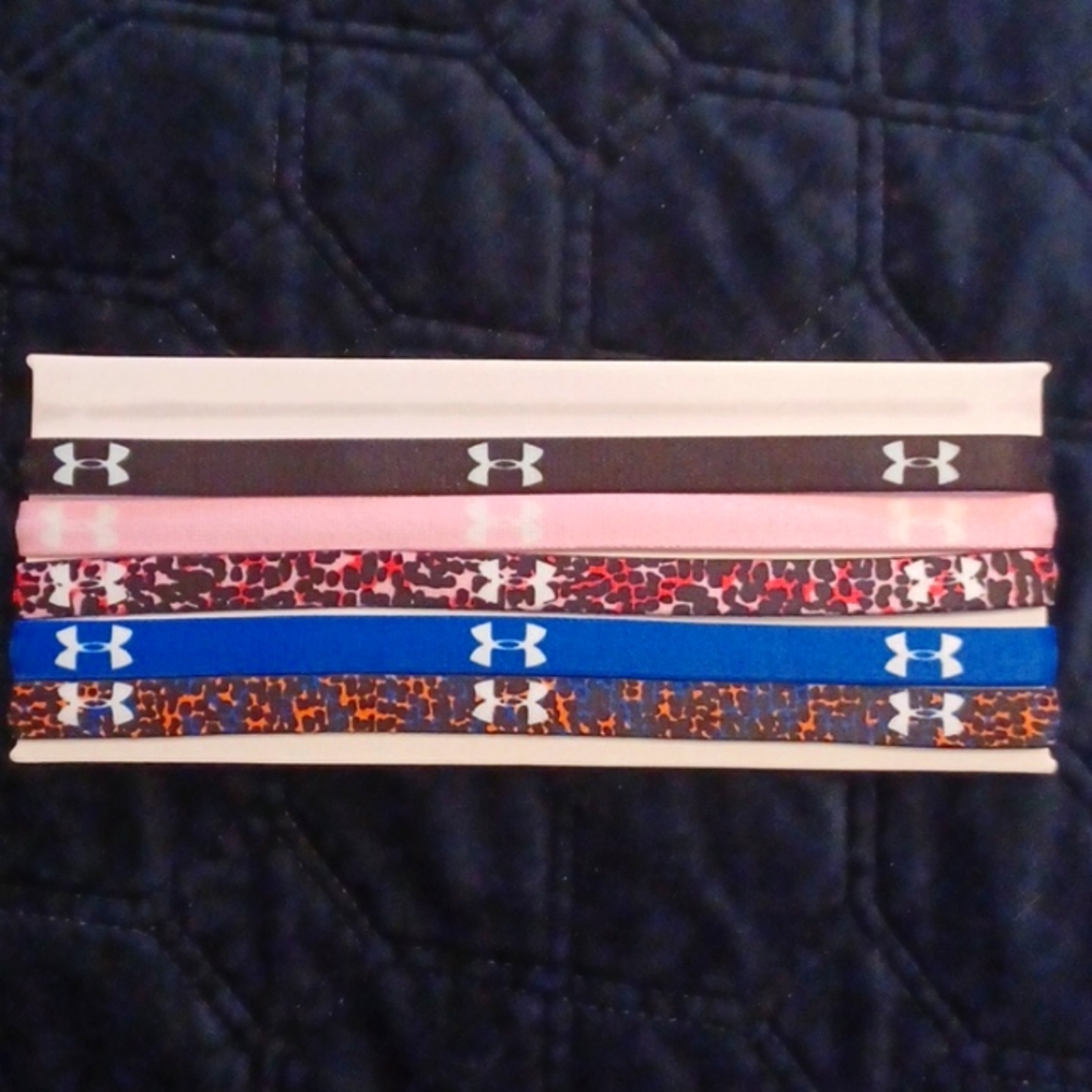 New Set of 5 Under Armour Multi Colored Stretch Headbands